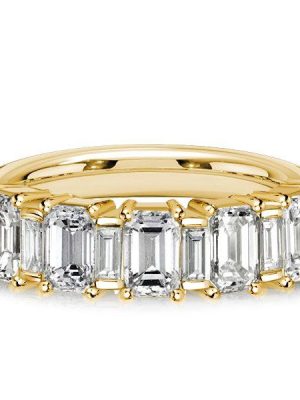 1.99 CT TW Baguette Cut Half Eternity Anniversary Ring - 18K Gold Plated Sterling Silver