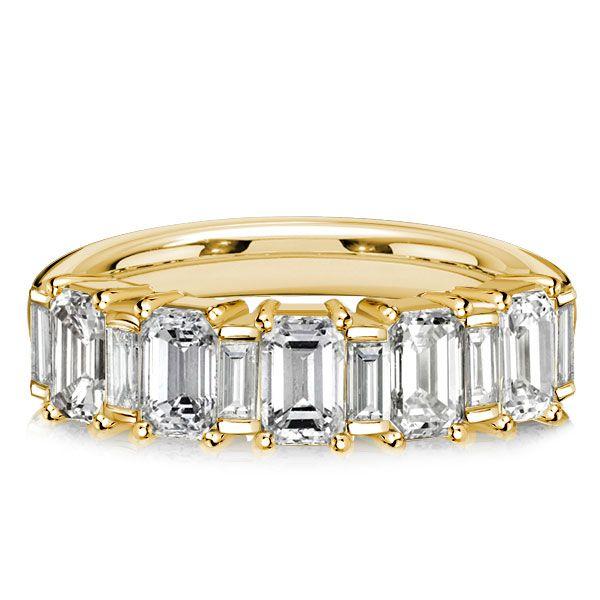1.99 CT TW Baguette Cut Half Eternity Anniversary Ring - 18K Gold Plated Sterling Silver