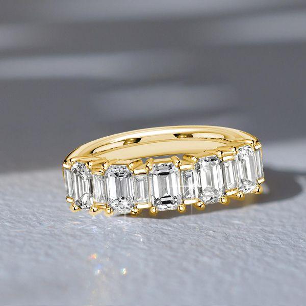 1.99 CT TW Baguette Cut Half Eternity Anniversary Ring - 18K Gold Plated Sterling Silver