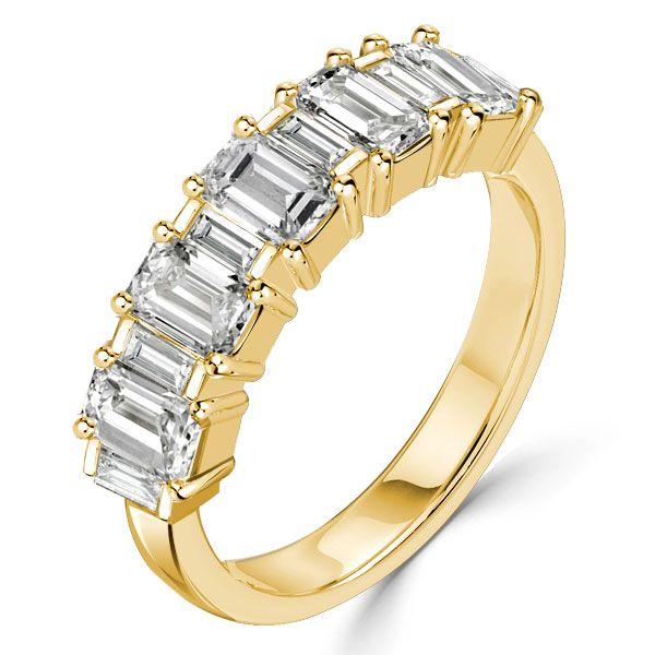 1.99 CT TW Baguette Cut Half Eternity Anniversary Ring - 18K Gold Plated Sterling Silver