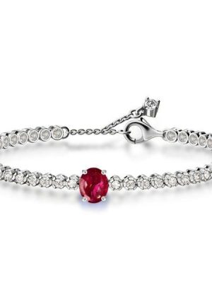 Oval and Round Cut Ruby Tennis Bracelet in 925 Sterling Silver with 2.63 CT. TW