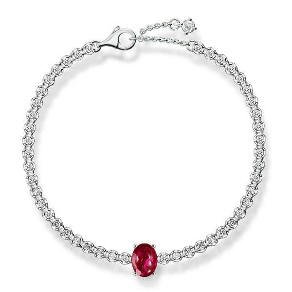 Oval and Round Cut Ruby Tennis Bracelet in 925 Sterling Silver with 2.63 CT. TW