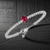 Oval and Round Cut Ruby Tennis Bracelet in 925 Sterling Silver with 2.63 CT. TW