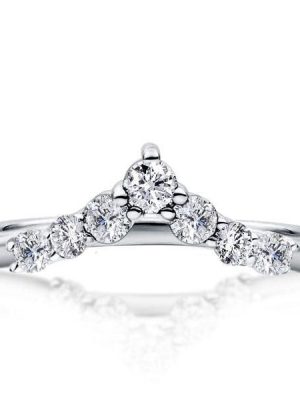 Curved Sterling Silver Wedding Band with 0.75 CTW Accent Stones
