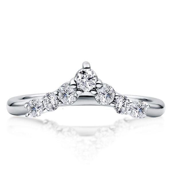 Curved Sterling Silver Wedding Band with 0.75 CTW Accent Stones