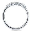 Curved Sterling Silver Wedding Band with 0.75 CTW Accent Stones