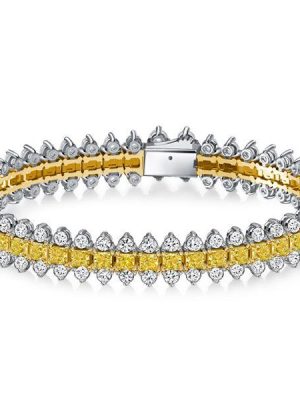 Princess Cut Yellow Topaz Bracelet in Sterling Silver - Wedding Jewelry