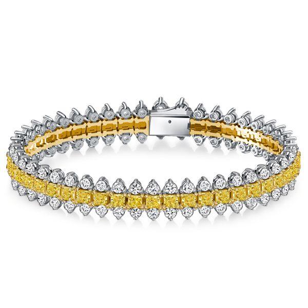 Princess Cut Yellow Topaz Bracelet in Sterling Silver - Wedding Jewelry