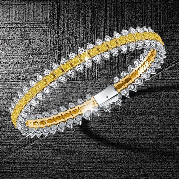 Princess Cut Yellow Topaz Bracelet in Sterling Silver - Wedding Jewelry