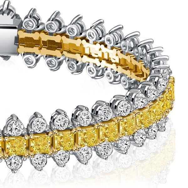 Princess Cut Yellow Topaz Bracelet in Sterling Silver - Wedding Jewelry