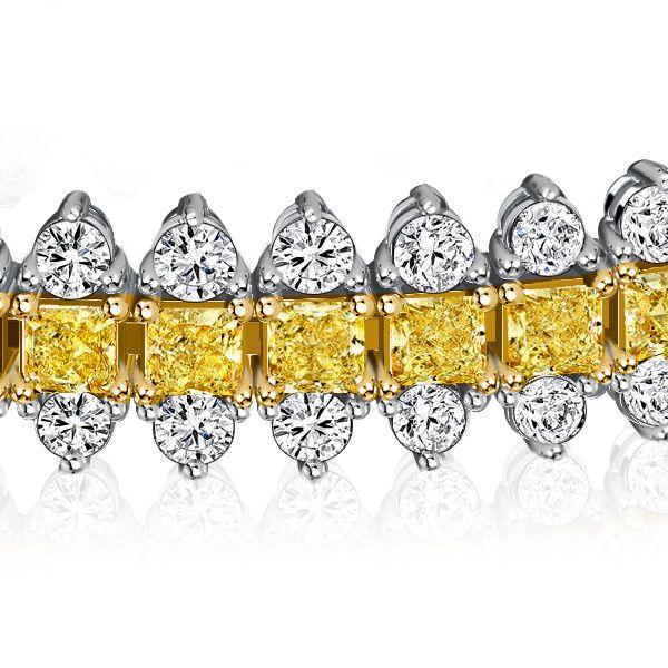 Princess Cut Yellow Topaz Bracelet in Sterling Silver - Wedding Jewelry