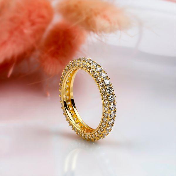 Eternity Band - 18K Gold Plated Sterling Silver Wedding Ring - 1.80 CT. TW.