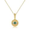 Emerald Evil Eye Necklace for Women, 925 Sterling Silver Golden Plated Pendant