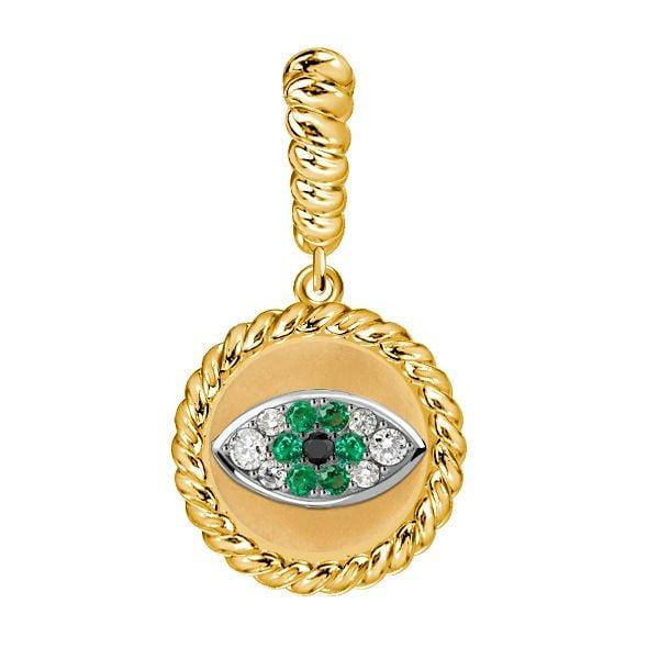 Emerald Evil Eye Necklace for Women, 925 Sterling Silver Golden Plated Pendant