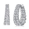 Sterling Silver Round Cut Double Hoop Earrings - 6.44 CT. TW.