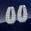 Sterling Silver Round Cut Double Hoop Earrings - 6.44 CT. TW.