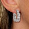 Sterling Silver Round Cut Double Hoop Earrings - 6.44 CT. TW.