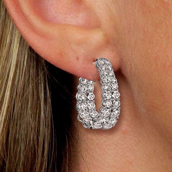 Sterling Silver Round Cut Double Hoop Earrings - 6.44 CT. TW.