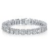 Sterling Silver Tennis Bracelet with Emerald & Oval White Sapphire, 17.00 CT. TW
