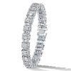Sterling Silver Tennis Bracelet with Emerald & Oval White Sapphire, 17.00 CT. TW