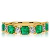 Emerald Green Asscher Cut Half Eternity Band in 18K Gold Plated Sterling Silver