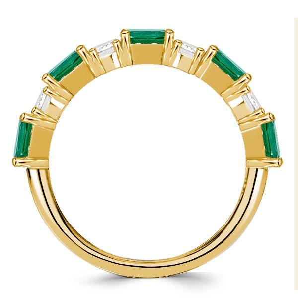 Emerald Green Asscher Cut Half Eternity Band in 18K Gold Plated Sterling Silver