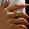 Emerald Green Asscher Cut Half Eternity Band in 18K Gold Plated Sterling Silver
