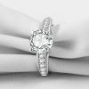 Cathedral Created White Sapphire Engagement Ring in Sterling Silver