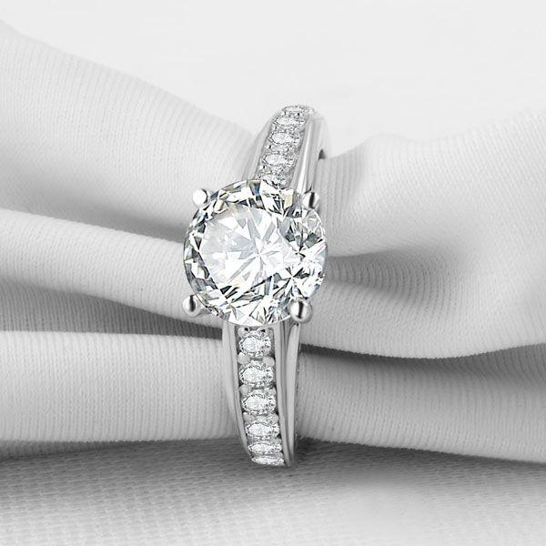 Cathedral Created White Sapphire Engagement Ring in Sterling Silver