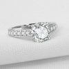 Cathedral Created White Sapphire Engagement Ring in Sterling Silver