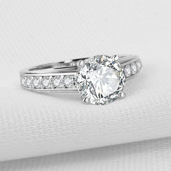 Cathedral Created White Sapphire Engagement Ring in Sterling Silver