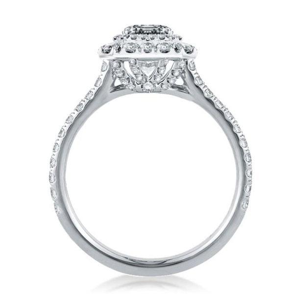 Radiant Double Halo Created White Sapphire Engagement Ring in Sterling Silver