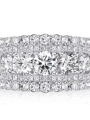 Sterling Silver Multi-Row Half Eternity Anniversary Ring - 4.25 CTW