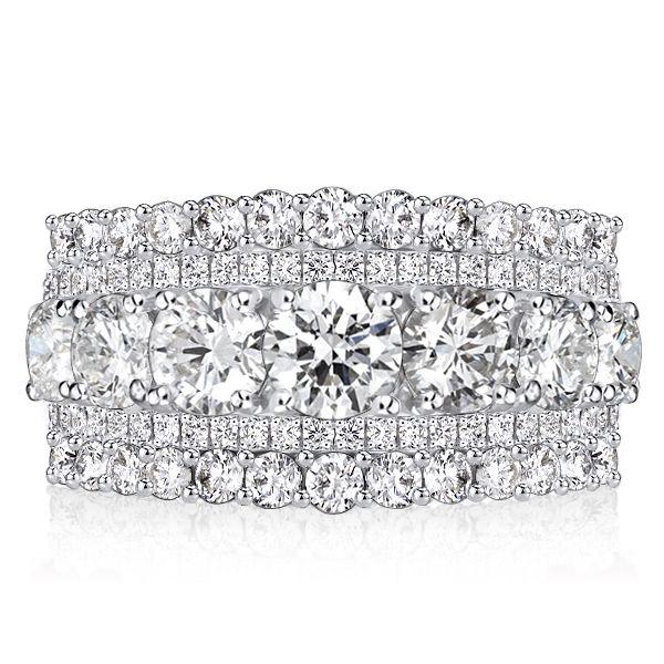 Sterling Silver Multi-Row Half Eternity Anniversary Ring - 4.25 CTW