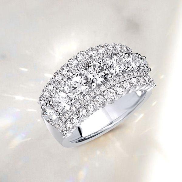 Sterling Silver Multi-Row Half Eternity Anniversary Ring - 4.25 CTW