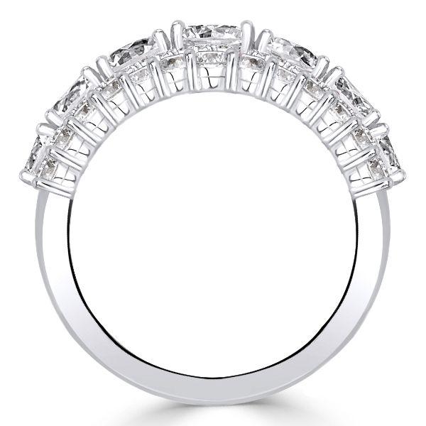 Sterling Silver Multi-Row Half Eternity Anniversary Ring - 4.25 CTW
