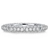 Octagon Pave Wedding Band - Triple Row 925 Sterling Silver Ring for Women