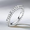 Octagon Pave Wedding Band - Triple Row 925 Sterling Silver Ring for Women