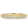 Octagon Pave Wedding Band - Triple Row 925 Sterling Silver Ring for Women