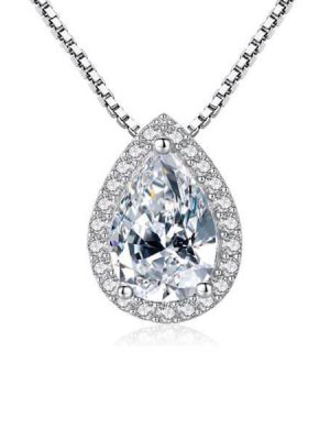 Halo Pear Cut White Sapphire Pendant Necklace in Sterling Silver (8.16 CT. TW)
