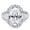Oval Halo Engagement Ring - Created White Sapphire, Sterling Silver