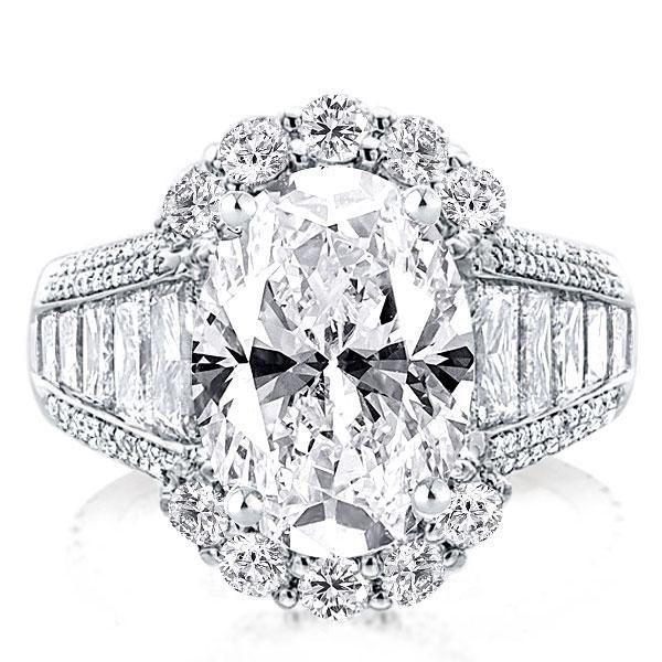 Oval Halo Engagement Ring - Created White Sapphire, Sterling Silver