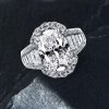 Oval Halo Engagement Ring - Created White Sapphire, Sterling Silver