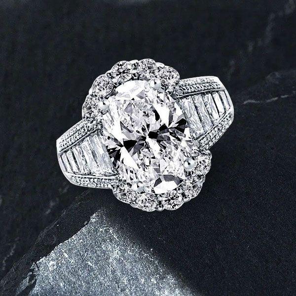 Oval Halo Engagement Ring - Created White Sapphire, Sterling Silver