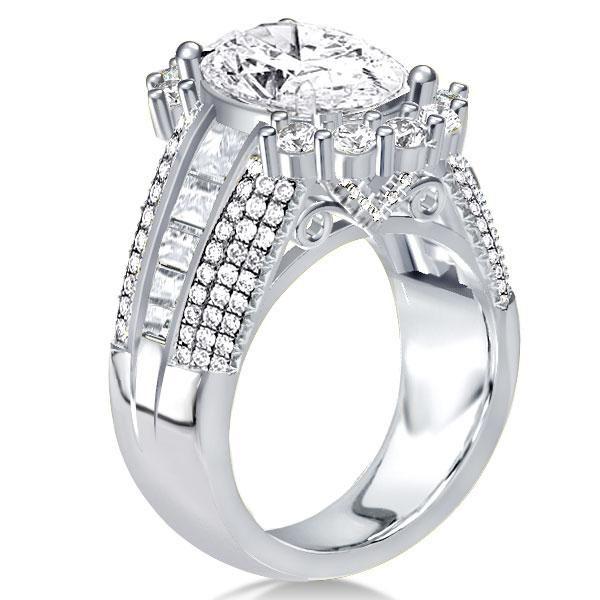 Oval Halo Engagement Ring - Created White Sapphire, Sterling Silver