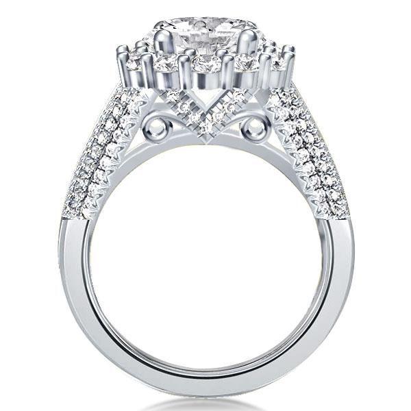 Oval Halo Engagement Ring - Created White Sapphire, Sterling Silver