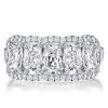 Halo Cushion Cut Five Stone Wedding Band - Sterling Silver, 2.39 CT TW