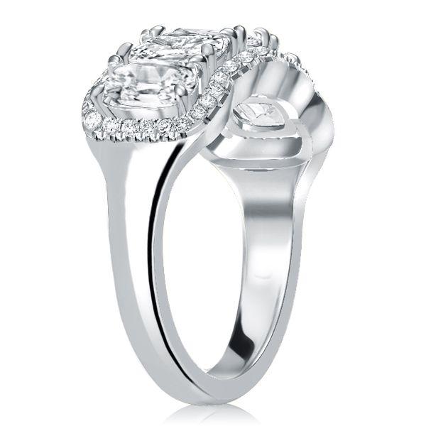 Halo Cushion Cut Five Stone Wedding Band - Sterling Silver, 2.39 CT TW