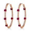 Sterling Silver In Out Round Ruby Sapphire Hoop Earrings for Women 1.73 CT TW