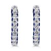 Blue Hoop Earrings for Women - 925 Sterling Silver 3-Sided Round Hoops
